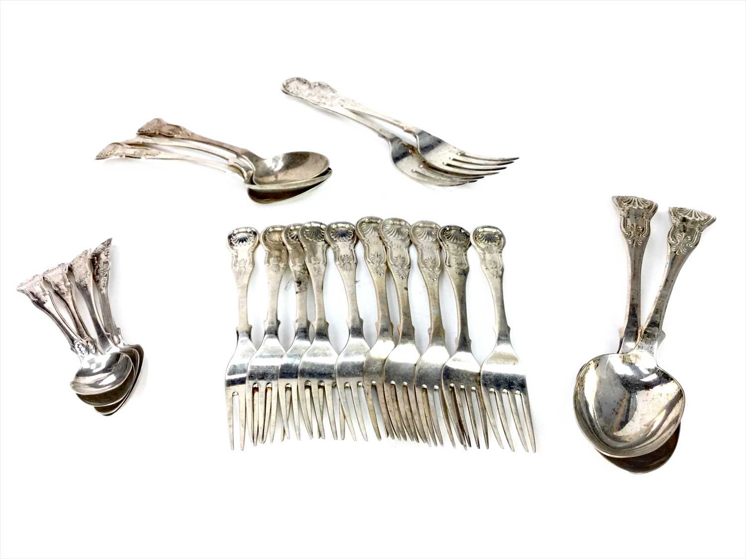 Lot 965 - A COMPOSITE PART SUITE OF SCOTTISH SILVER CUTLERY