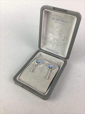 Lot 70 - A PAIR OF SILVER AND ENAMEL EARRINGS BY PAT CHENEY