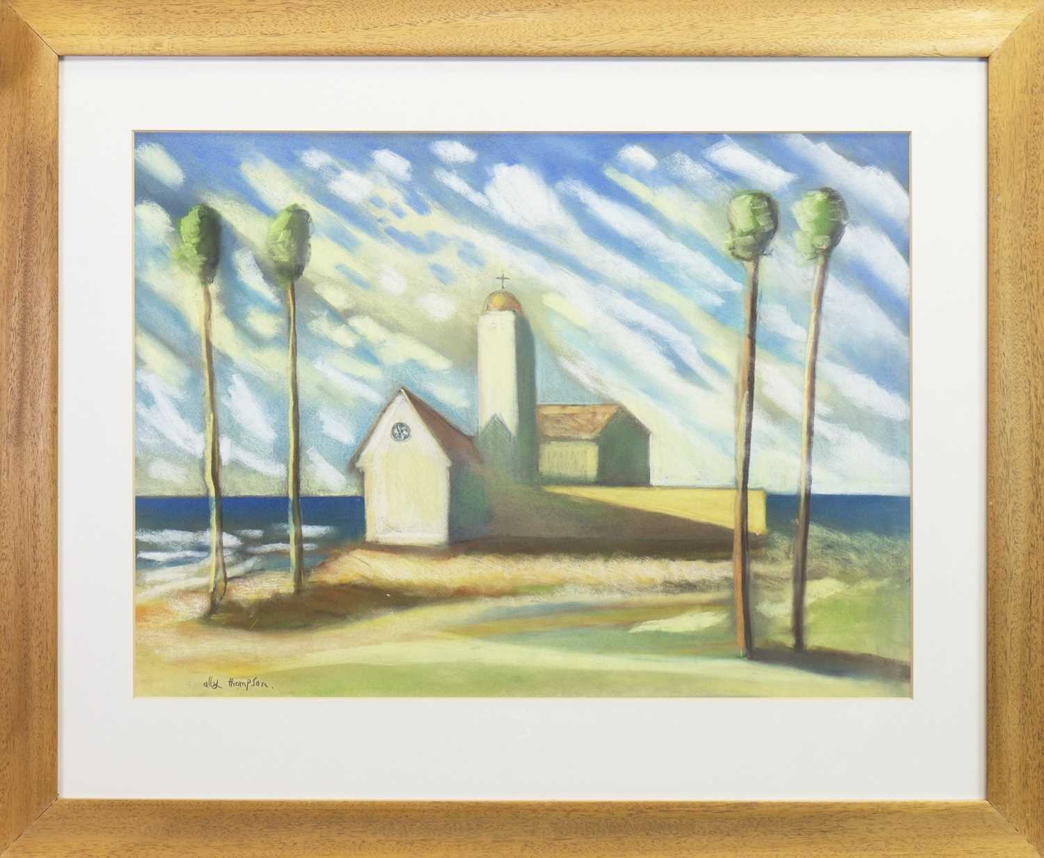 Lot 505 - CHURCH IN SUNLIGHT, A PASTEL BY ALLY THOMPSON