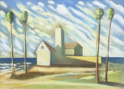 Lot 505 - CHURCH IN SUNLIGHT, A PASTEL BY ALLY THOMPSON