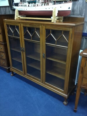 Lot 340 - A STAINED WOOD DISPLAY CABINET