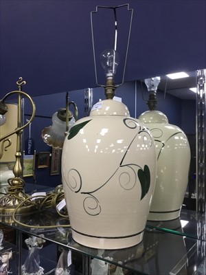 Lot 342 - A LARGE CERAMIC TABLE LAMP AND ANOTHER LAMP
