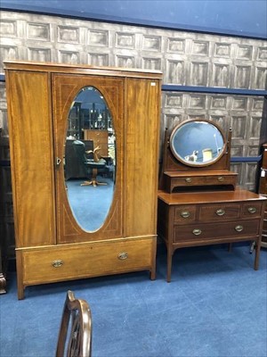Lot 306 - AN EDWARDIAN THREE DOOR WARDROBE AND DRESSING CHEST