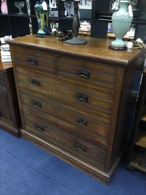 Lot 348 - A LATE 19TH CENTURY OAK CHEST OF DRAWERS