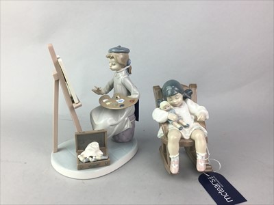 Lot 94 - A LLADRO FIGURE OF A SEATED GIRL AND TWO OTHER FIGURES