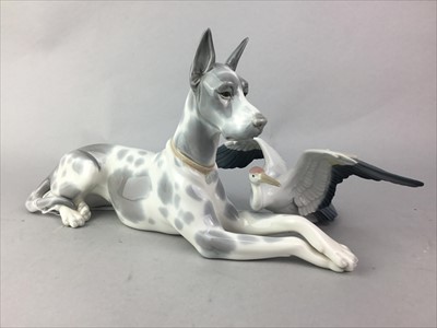Lot 99 - A LLADRO FIGURE OF A GREAT DANE AND ANOTHER OF A BIRD