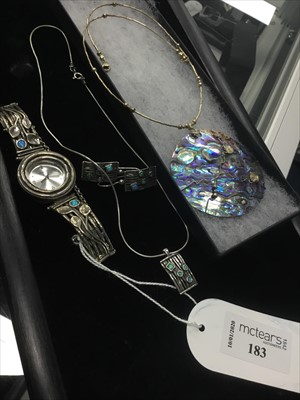 Lot 183 - A SUITE OF SILVER RENNIE MACKINTOSH STYLE JEWELLERY AND A NECKLET