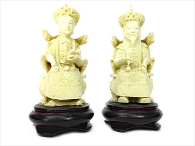 Lot 1184 - AN EARLY 20TH CENTURY CHINESE IVORY FIGURES OF EMPEROR AND EMPRESS