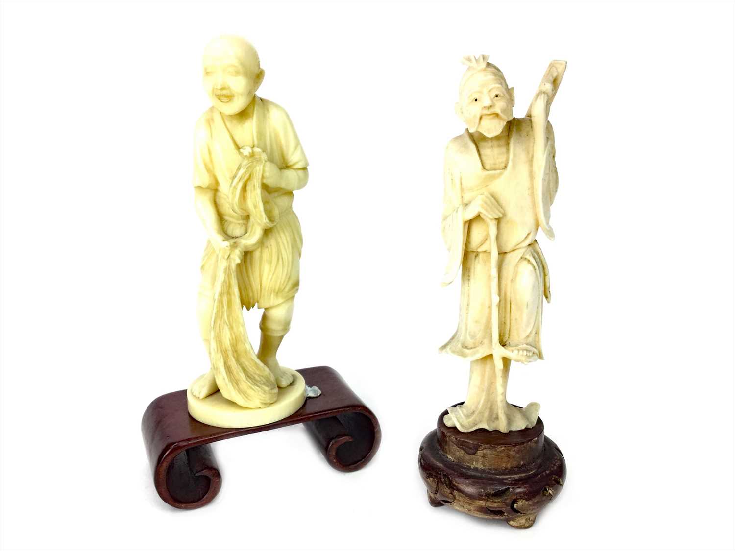 Lot 1186 - A LOT OF TWO IVORY CARVINGS