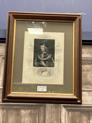 Lot 301 - AN ENGRAVING DEPICTING RICHARD III, ALONG WITH TWO WATERCOLOURS