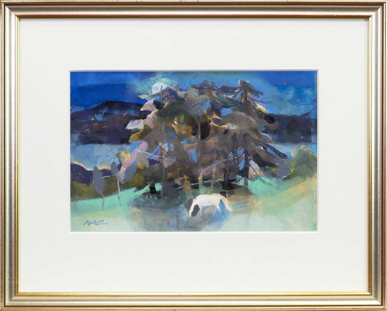 Lot 502 - WHITE HORSE BY CAMPBELL RESTING PLACE, A GOUACHE BY HAZEL NAGL