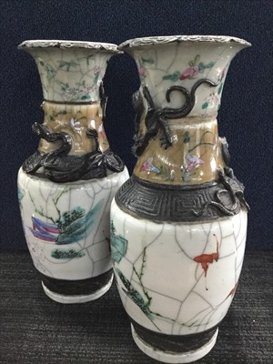 Lot 992 - A PAIR EARLY 20TH CENTURY CHINESE CRACKLE GLAZE VASES