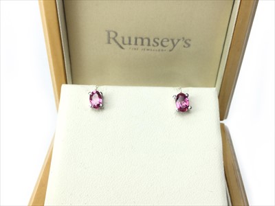 Lot 1381 - A PAIR OF PINK TOURMALINE EARRINGS