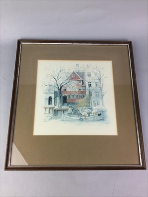 Lot 33 - A PAIR OF COLOUR PRINTS IN WOOD FRAMES, ALONG WITH SILVER AND PLATED WARES