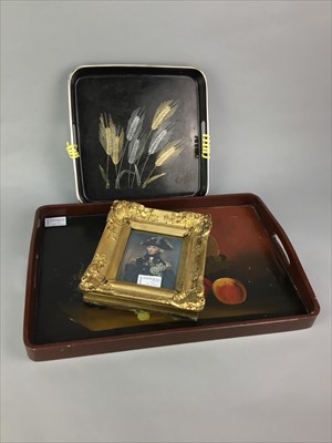 Lot 45 - A SILVER PLATED BREAKFAST SET ALONG WITH OTHER PLATED WARES AND A PICTURE OF LORD NELSON