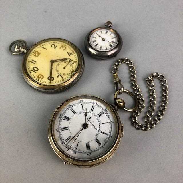 Lot 15 - A FOB WATCH AND TWO POCKET WATCHES