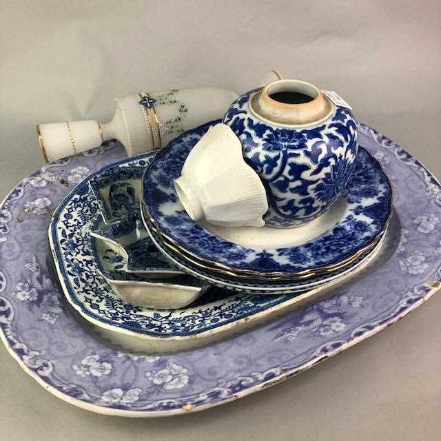 Lot 162 - A CHINESE BLUE AND WHITE GINGER JAR, ASHETS AND OTHER CERAMICS