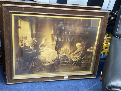 Lot 166 - HOMERE, AN ENGRAVING IN A GILT FRAME AND A PAIR OF VICTORIAN PRINTS