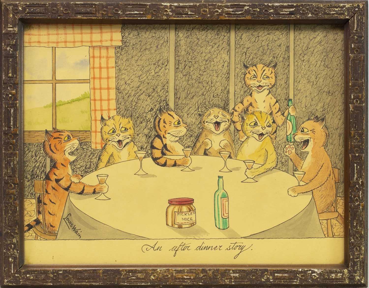 Lot 20 - AN AFTER DINNER STORY, A WATERCOLOUR BY LOUIS WAIN