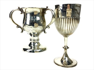 Lot 1735 - AN EARLY 20TH CENTURY SILVER TYG ALONG WITH A GOBLET