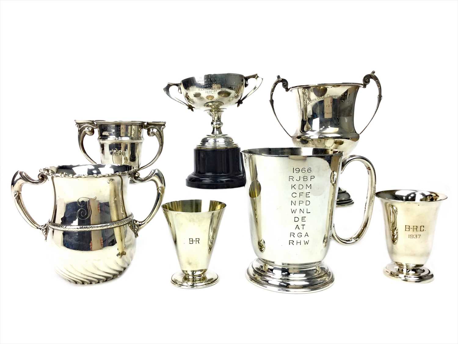 Lot 1736 - THE AMATEUR OPEN GOLF CHAMPIONSHIP OF CHINA 1941 SILVER TROPHY ALONG WITH SIX OTHER TROPHIES
