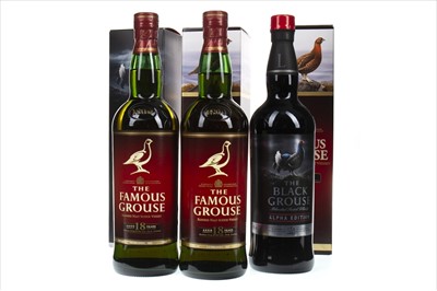 Lot 403 - TWO BOTTLES OF FAMOUS GROUSE AGED 18 YEARS AND ONE BLACK GROUSE ALPHA EDITION