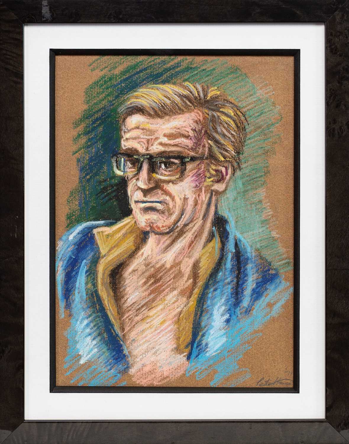 Lot 630 - AN EARLY PASTEL STUDY OF A MAN, BY PETER HOWSON