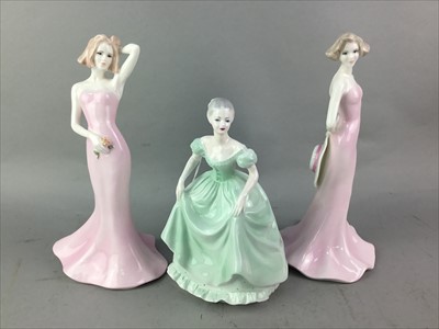Lot 204 - A LOT OF THREE COALPORT FIGURES OF LADIES ALONG WITH OTHER FIGURES