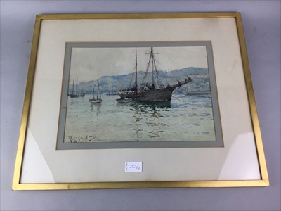 Lot 210 - HARBOUR SCENE BY REGINALD JONES AND ANOTHER WATERCOLOUR