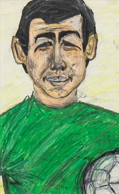 Lot 605 - GORDON BANKS, AN EARLY PASTEL BY PETER HOWSON