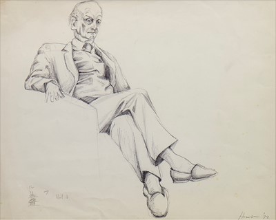 Lot 146 - MAN RECLINING, AN EARLY BIRO SKETCH BY PETER HOWSON