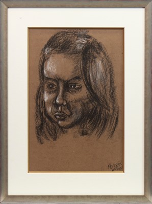 Lot 627 - AN EARLY PASTEL STUDY OF A WOMAN, BY PETER HOWSON
