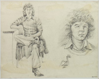 Lot 168 - AN EARLY PENCIL SKETCH BY PETER HOWSON