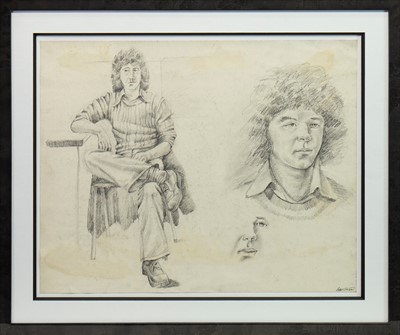 Lot 168 - AN EARLY PENCIL SKETCH BY PETER HOWSON