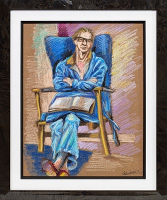 Lot 602 - MAN LOUNGING, AN EARLY PASTEL BY PETER HOWSON