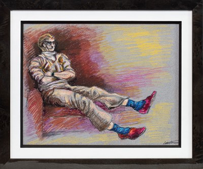 Lot 604 - MAN LOUNGING II, A PASTEL BY PETER HOWSON
