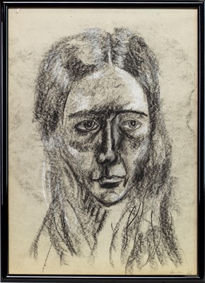Lot 138 - A VERY EARLY PASTEL SKETCH OF A WOMAN, BY PETER HOWSON