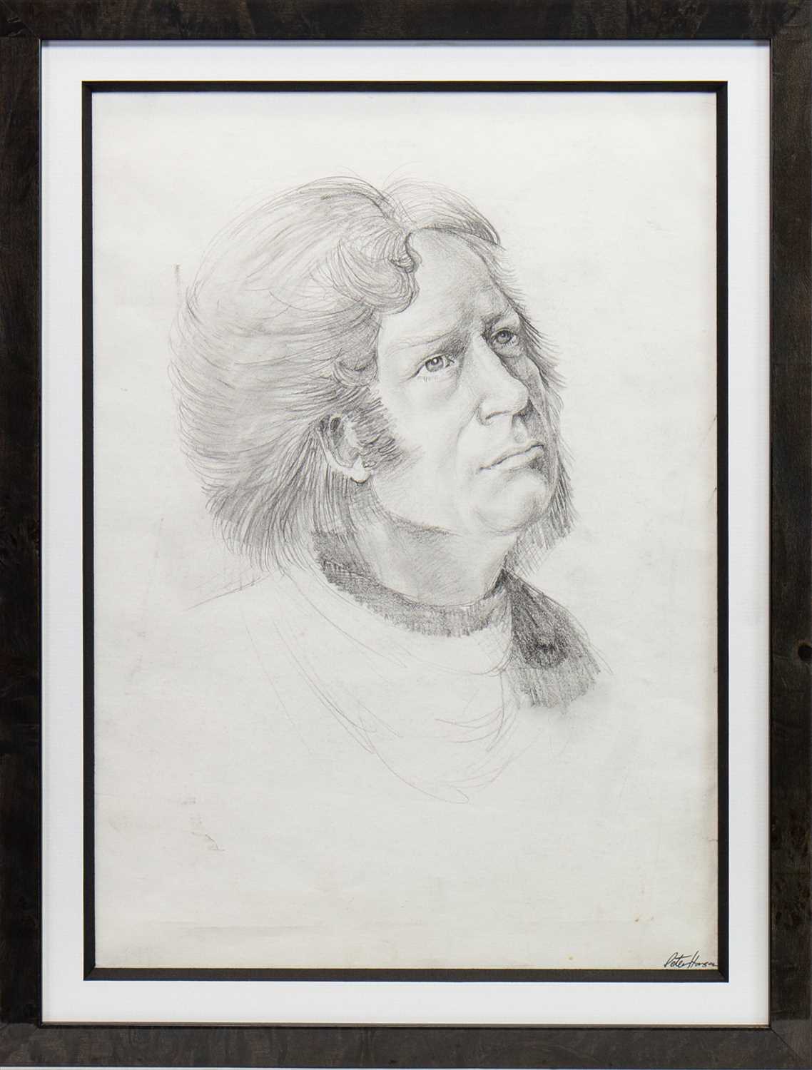 Lot 674 - AN EARLY PENCIL SKETCH OF A MAN BY PETER HOWSON