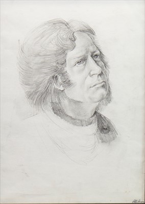 Lot 674 - AN EARLY PENCIL SKETCH OF A MAN BY PETER HOWSON