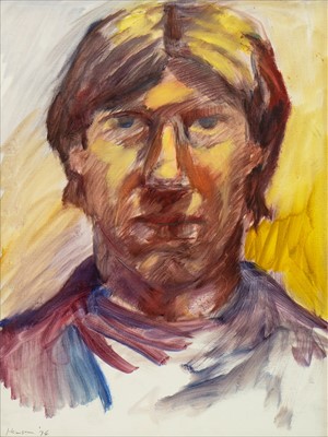 Lot 142 - AN EARLY PASTEL STUDY OF A MAN BY PETER HOWSON