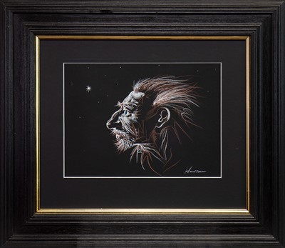 Lot 652 - WISEMAN, A PASTEL BY PETER HOWSON