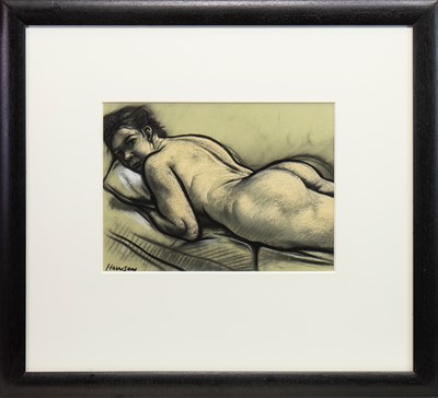 Lot 643 - NUDE RESTING, A PASTEL BY PETER HOWSON
