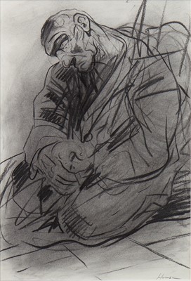 Lot 617 - PENITENCE, A CHARCOAL BY PETER HOWSON