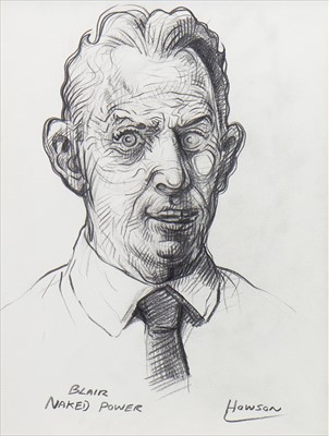 Lot 666 - BLAIR: NAKED POWER, A PENCIL SKETCH BY PETER HOWSON