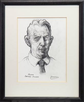 Lot 666 - BLAIR: NAKED POWER, A PENCIL SKETCH BY PETER HOWSON