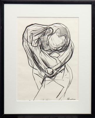 Lot 609 - CONTORTED FIGURE, A CHARCOAL BY PETER HOWSON