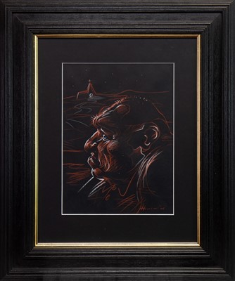 Lot 608 - RED SKY, A PASTEL BY PETER HOWSON