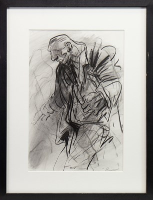 Lot 687 - ITINERANT, A CHARCOAL SKETCH BY PETER HOWSON