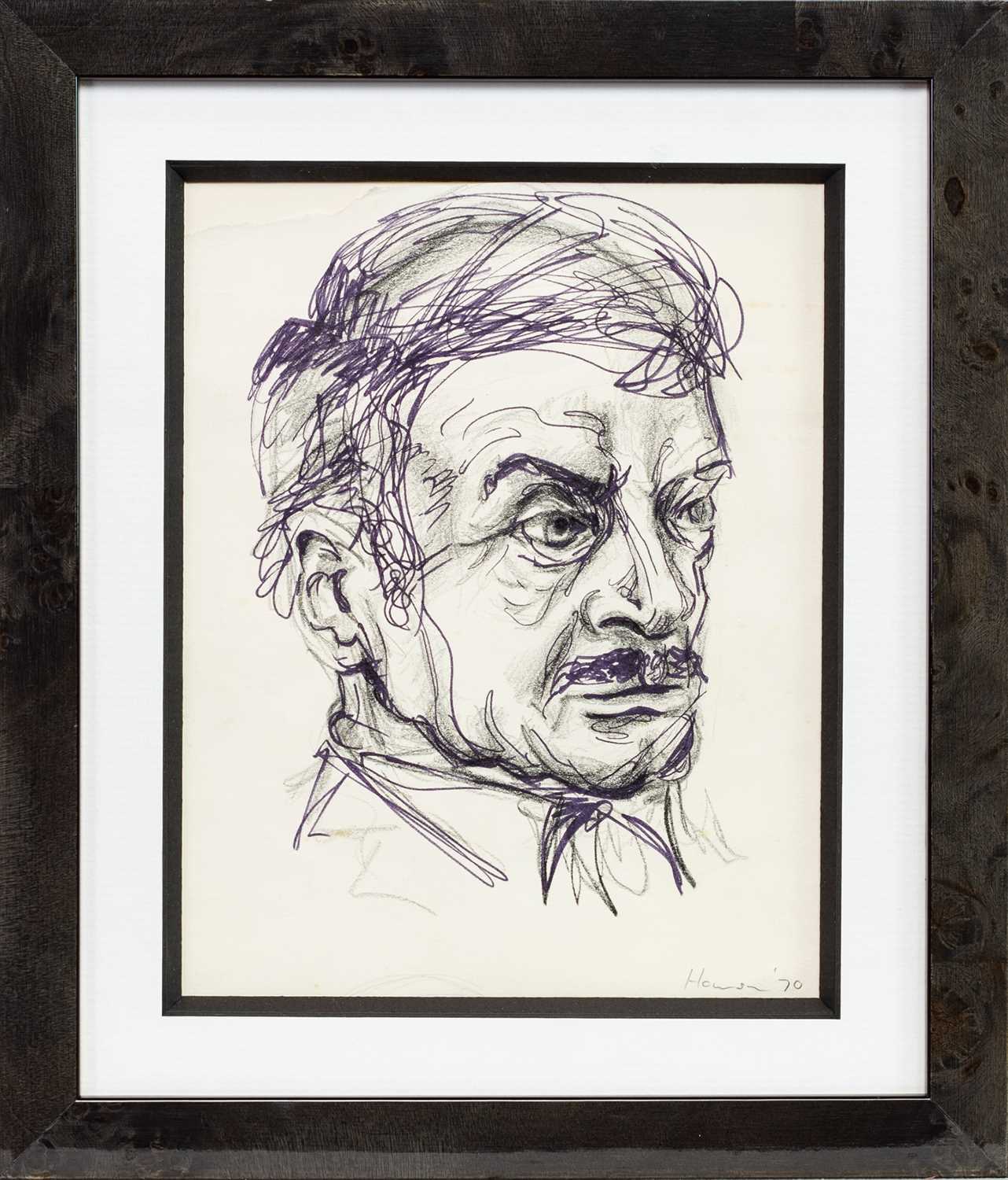 Lot 680 - AN EARLY SKETCH OF A MAN'S HEAD BY PETER HOWSON