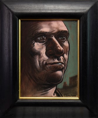 Lot 636 - MAN'S HEAD, A PASTEL BY PETER HOWSON